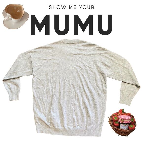 Show Me Your MuMu Classic M Crewneck Sweater Cuffed Sleeves Silver Metallic - Picture 12 of 14